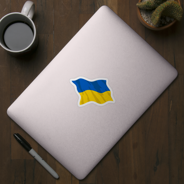 Waving Ukraine Flag Beautiful Blue and Yellow by hobrath